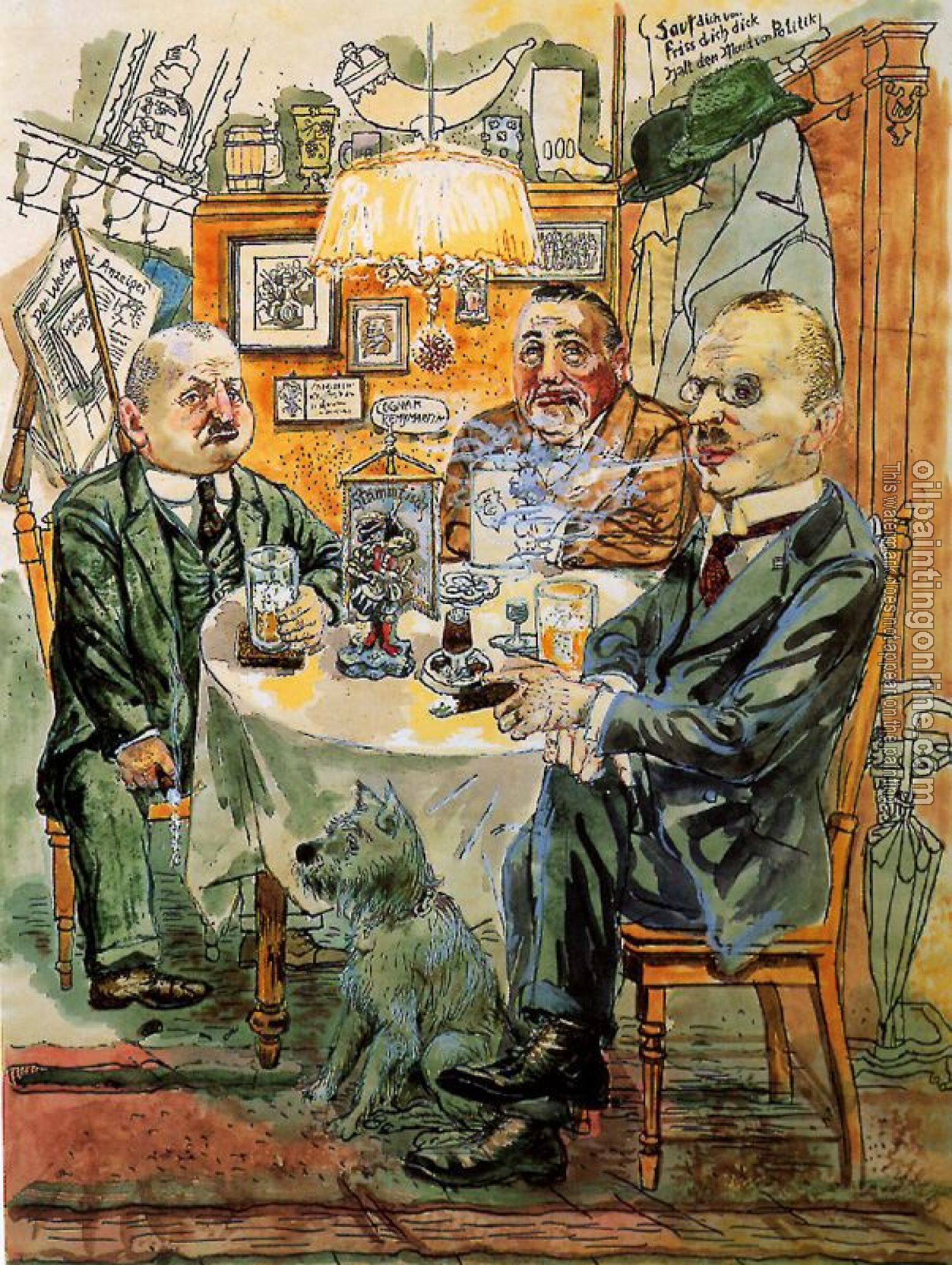George Grosz - Political Conversation. The Coffee House